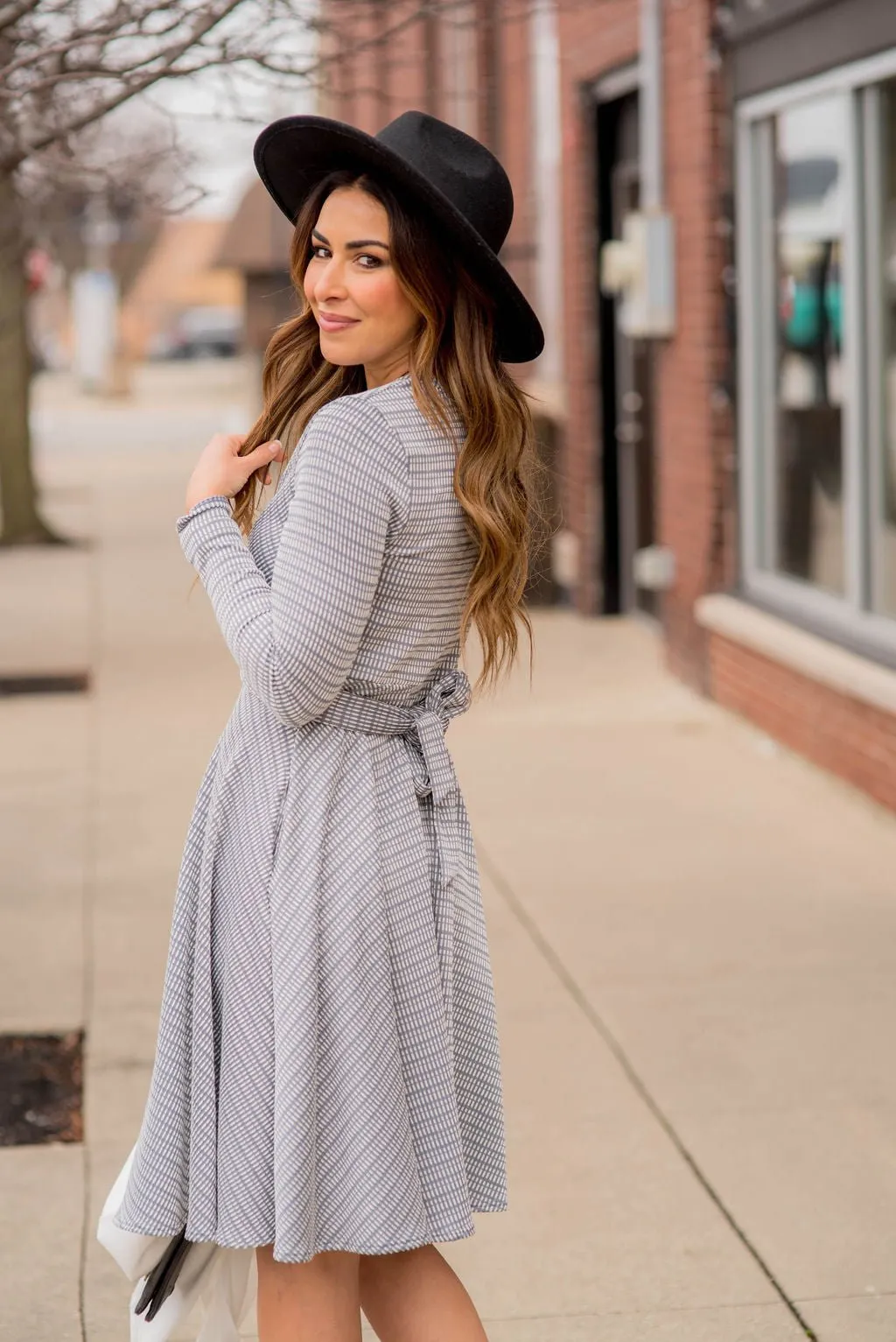 Mixed Lines Tie Back Dress