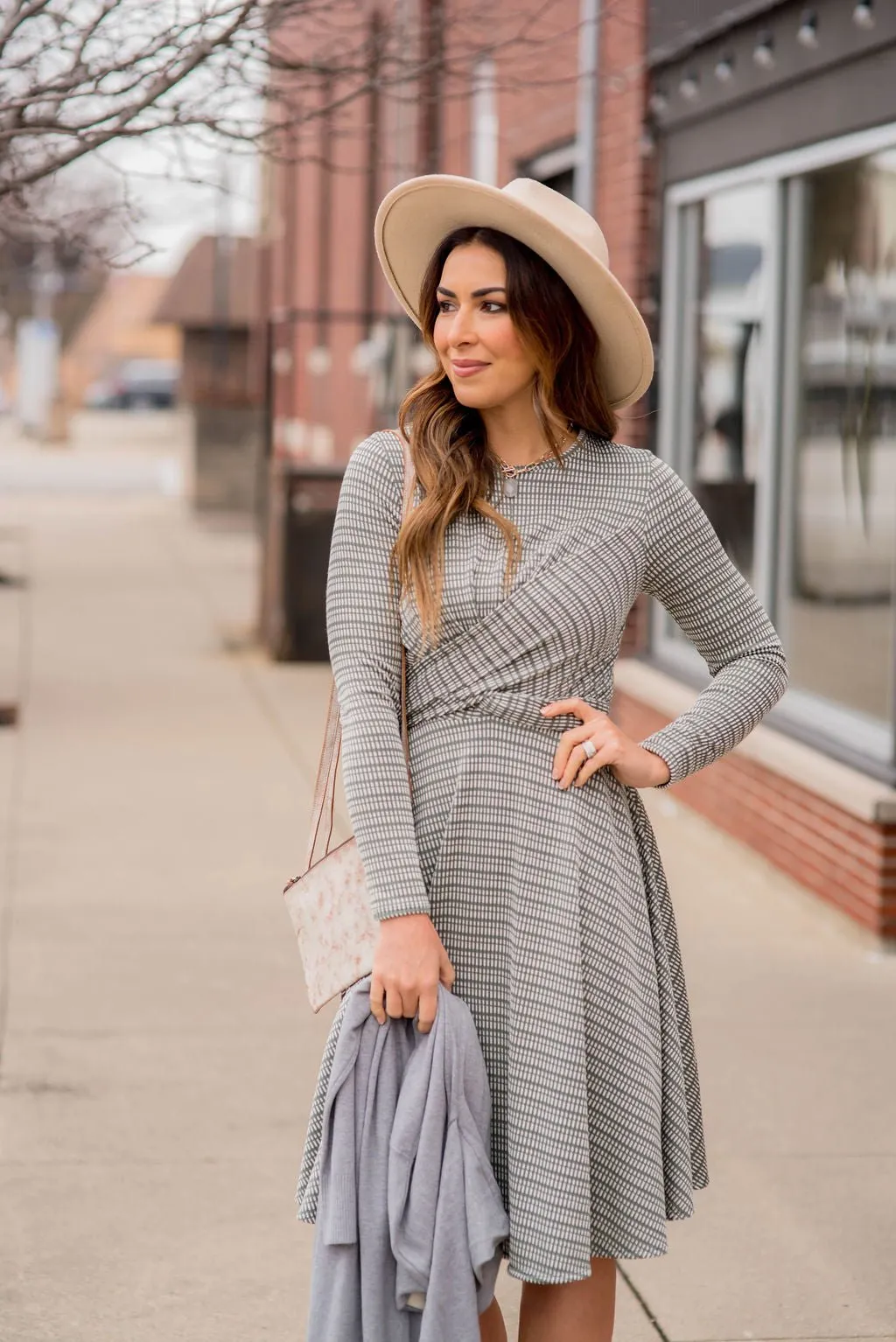 Mixed Lines Tie Back Dress