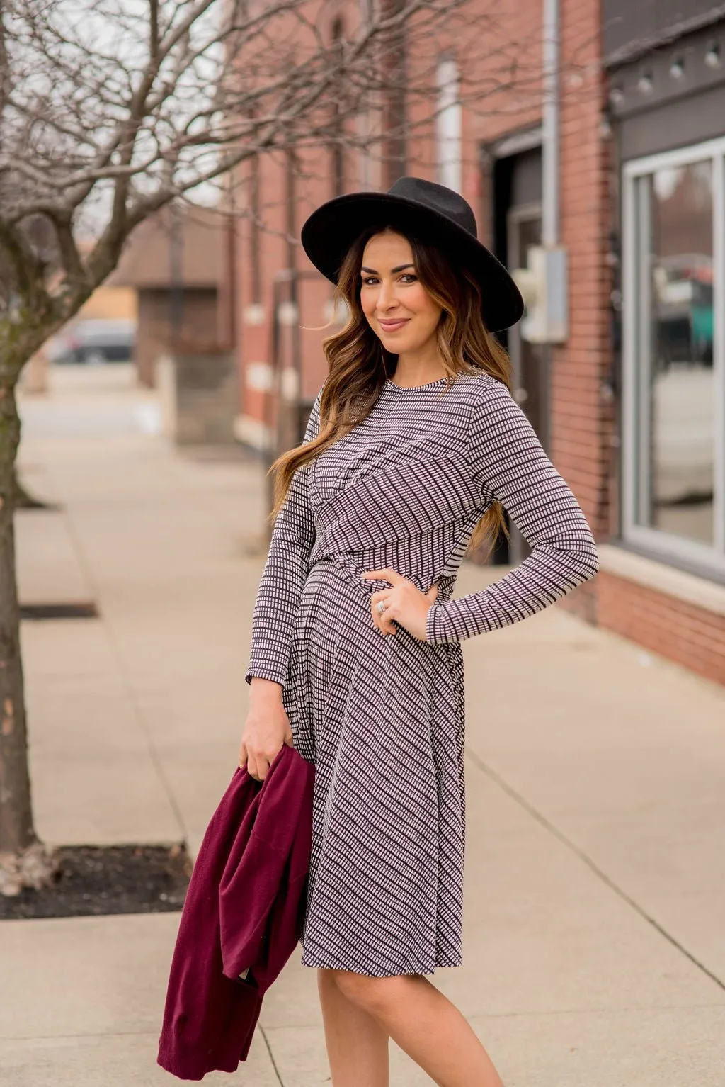 Mixed Lines Tie Back Dress