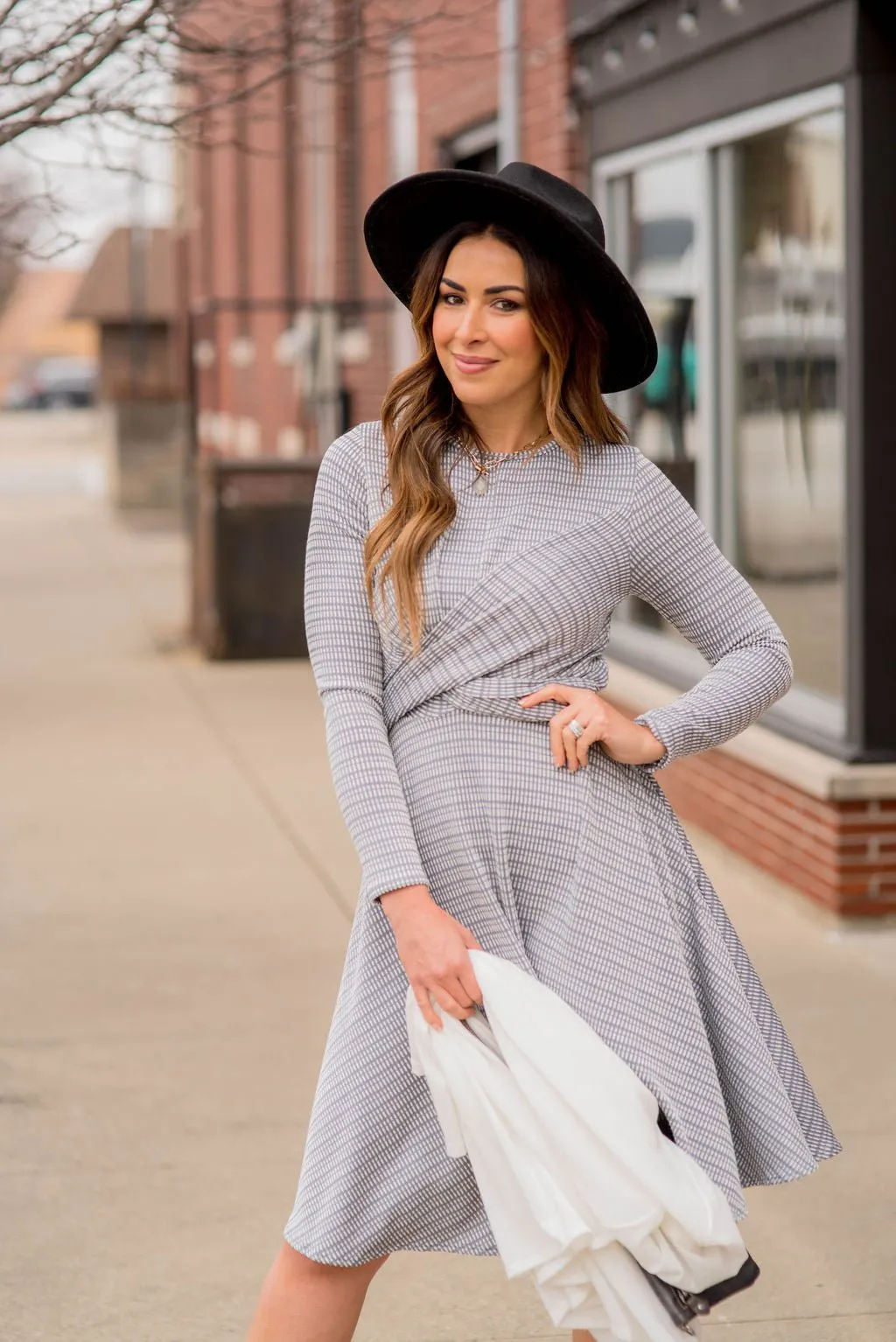 Mixed Lines Tie Back Dress