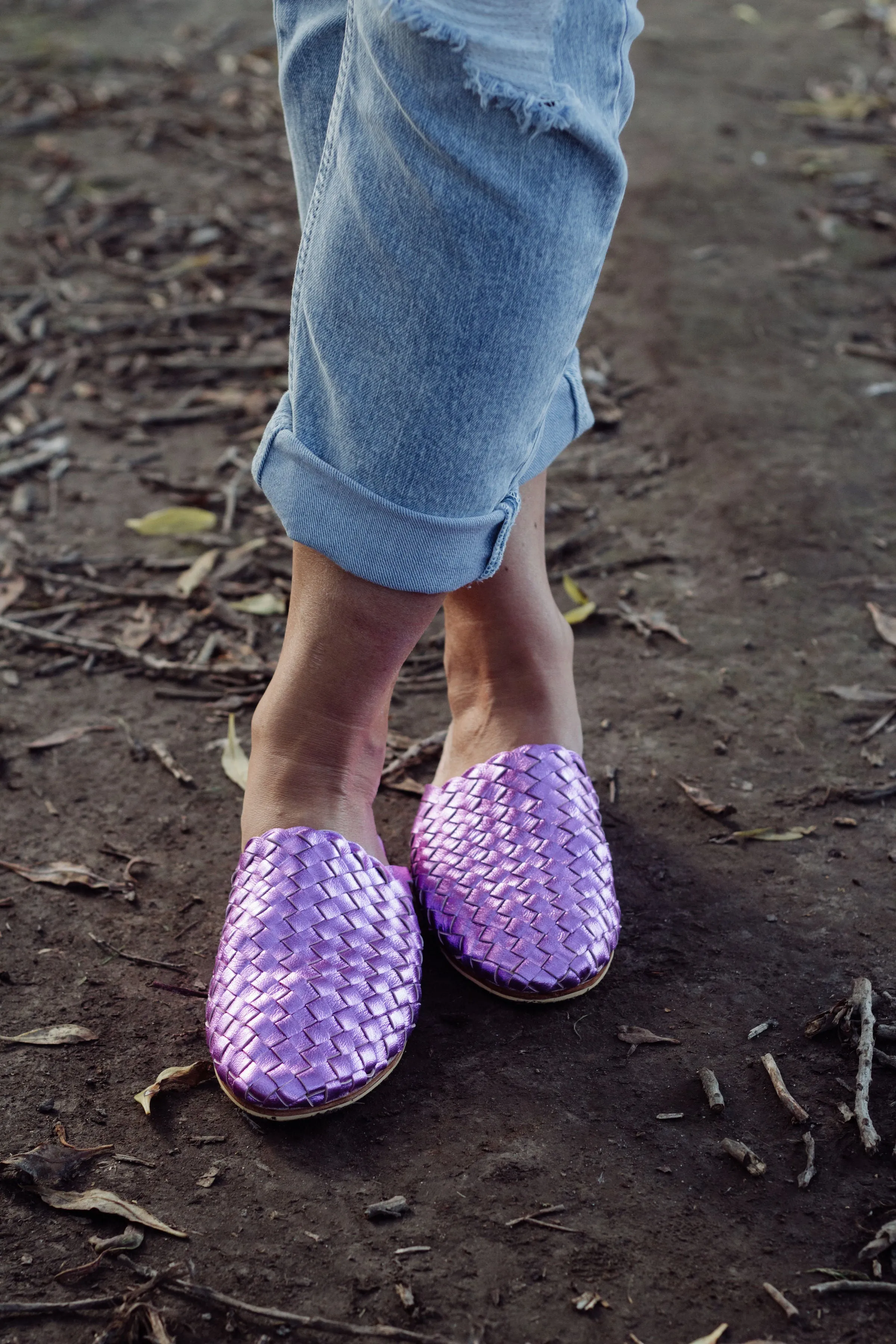 Nyah Woven Mule Metallic Lilac - CLOSING DOWN SALE 50% OFF