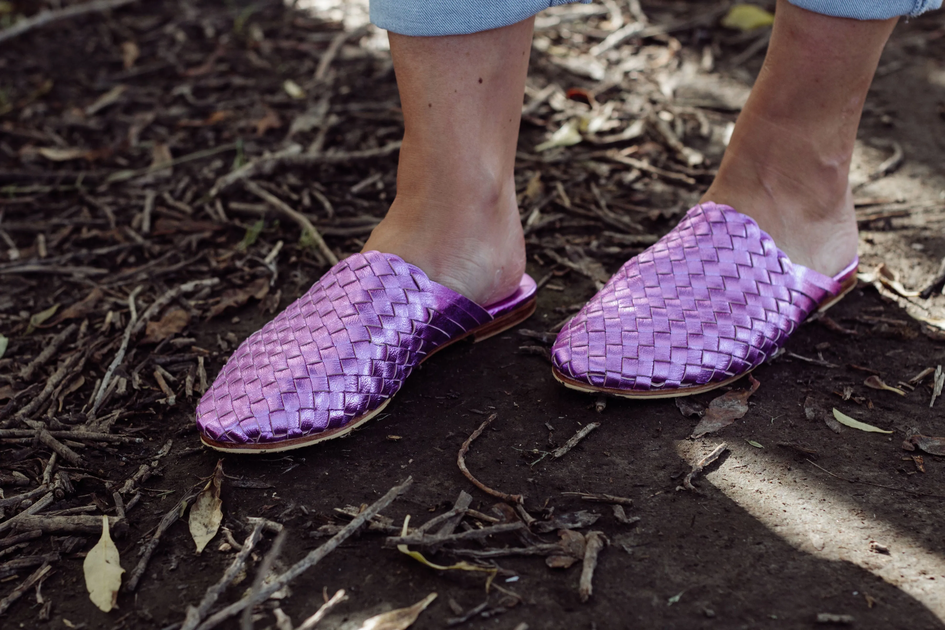 Nyah Woven Mule Metallic Lilac - CLOSING DOWN SALE 50% OFF