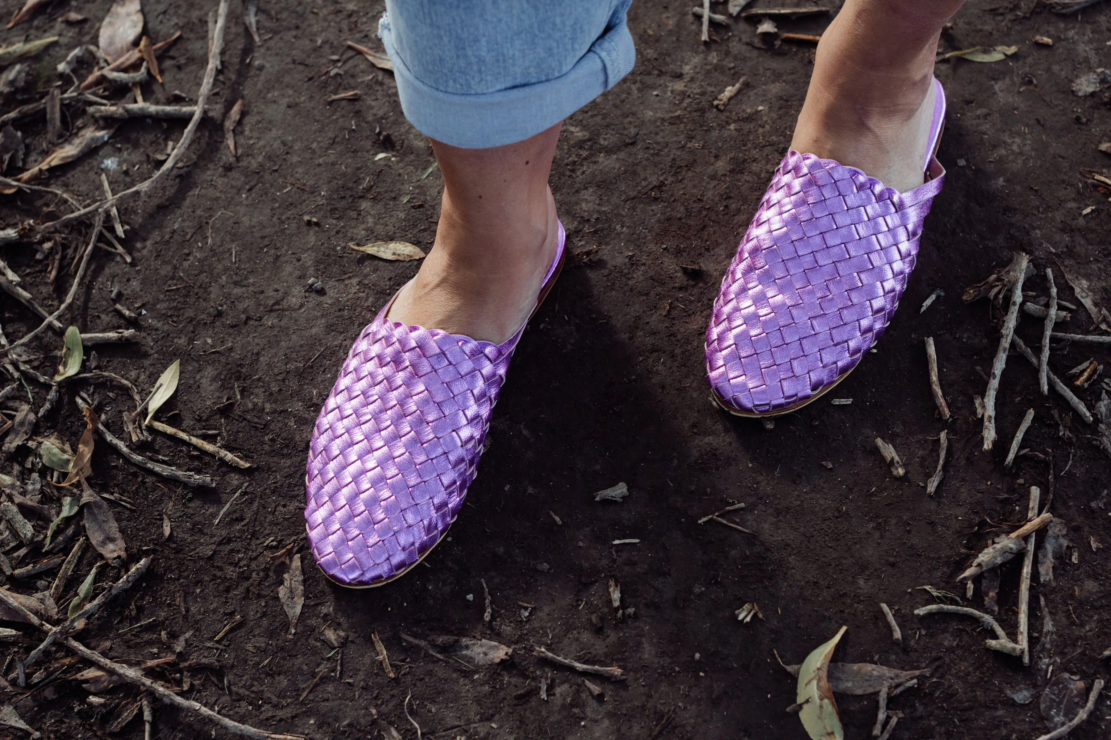 Nyah Woven Mule Metallic Lilac - CLOSING DOWN SALE 50% OFF
