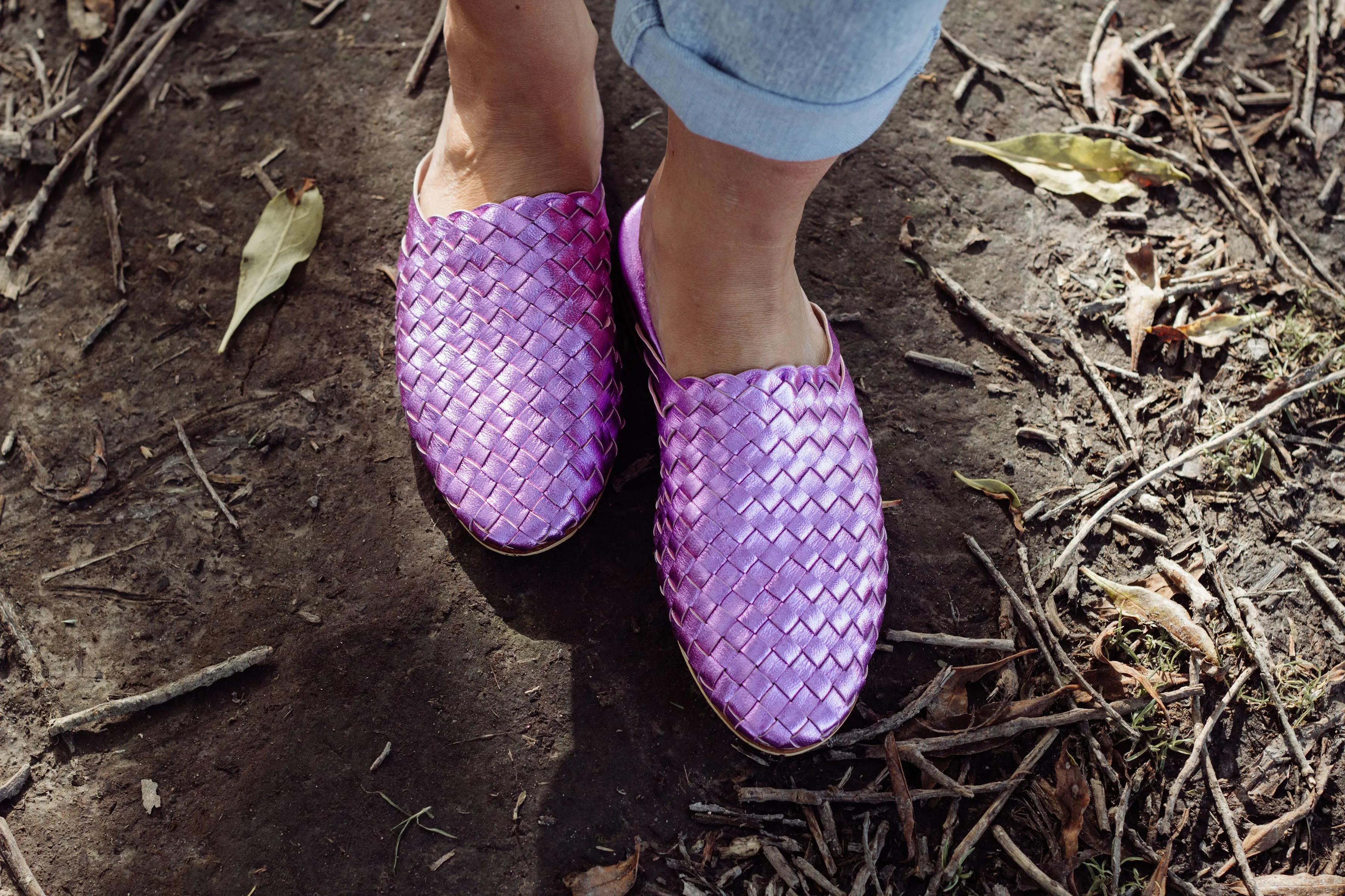 Nyah Woven Mule Metallic Lilac - CLOSING DOWN SALE 50% OFF