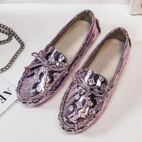 Patent Leather Round Head Bright Comfy Women's Loafer