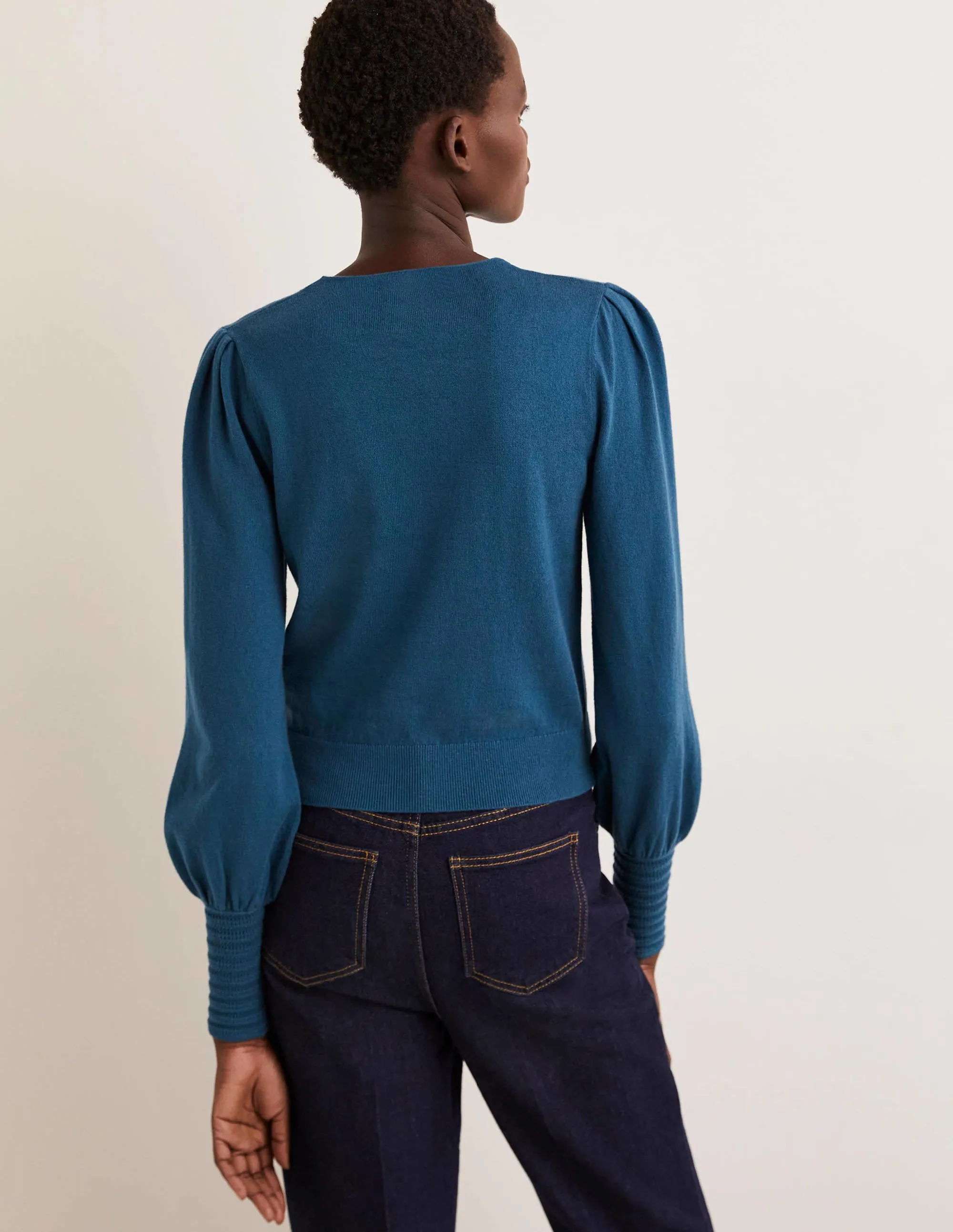 Pointelle-Detailed Jumper-Baltic Blue