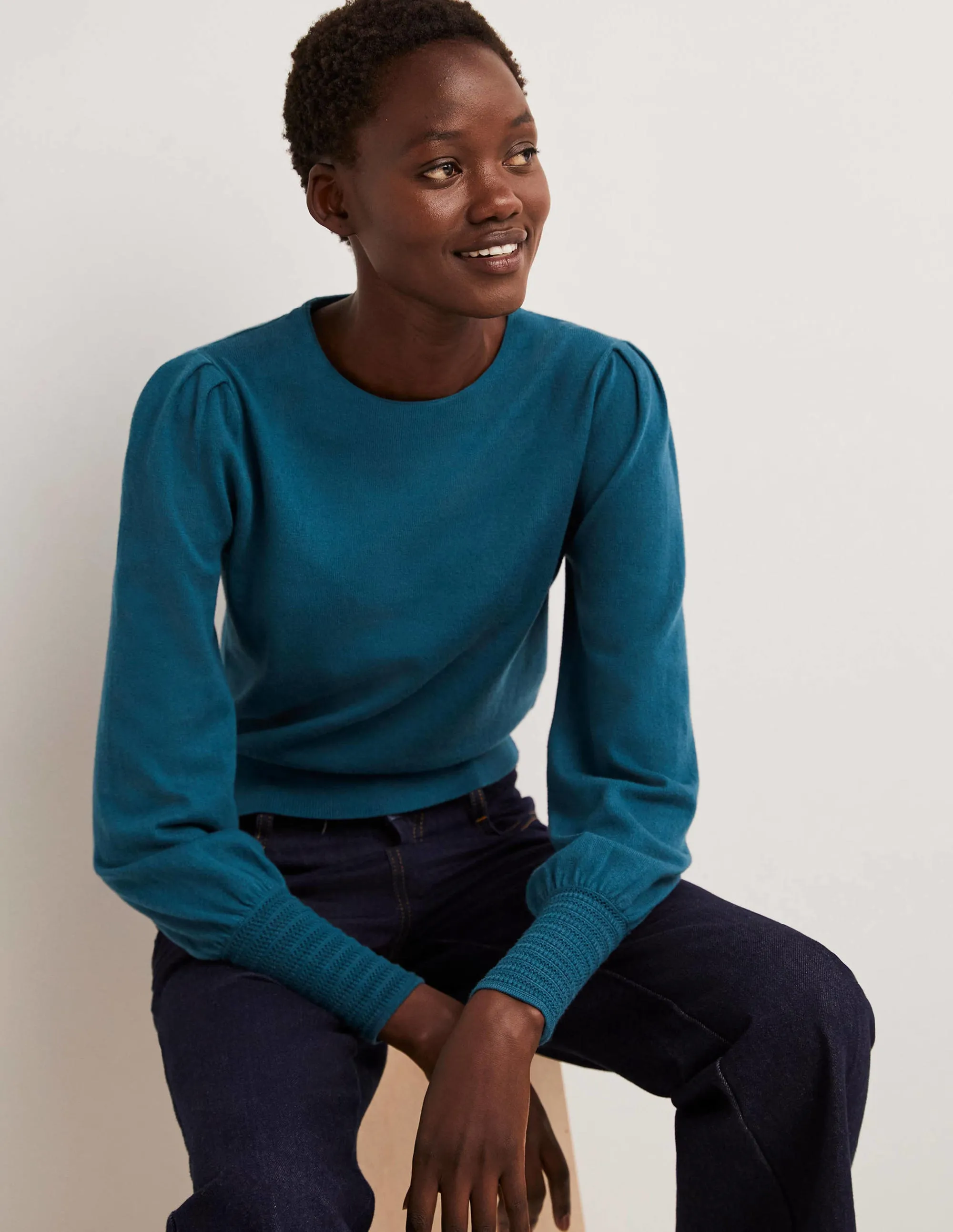 Pointelle-Detailed Jumper-Baltic Blue