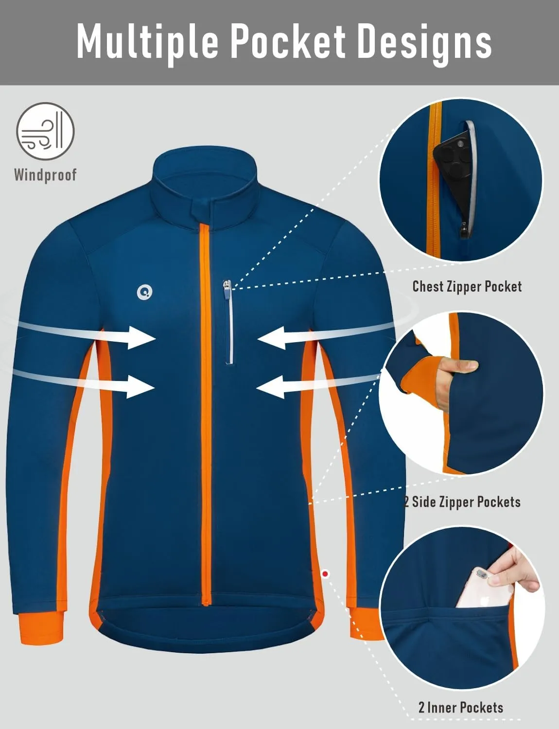 Przewalski Cycling Bike Jackets for Men Winter Thermal Running Jacket Windproof Breathable Reflective Softshell Windbreaker
