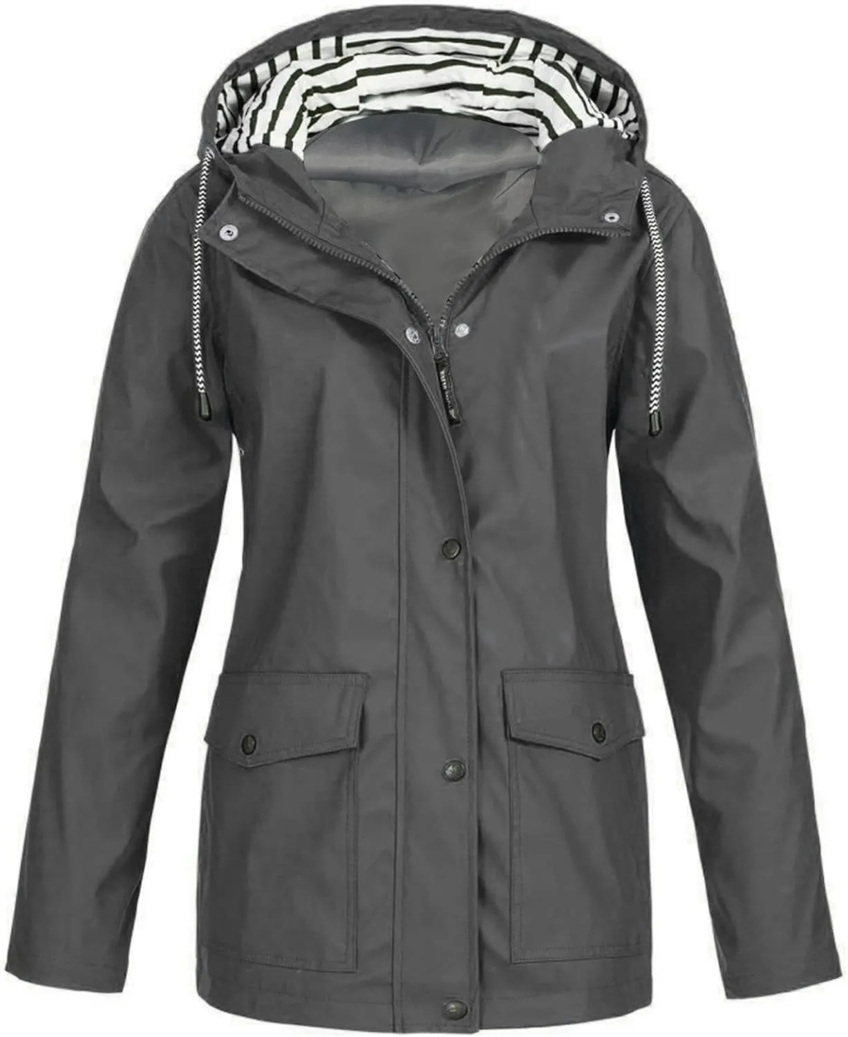 Rain Jacket Women Waterproof Packable Hooded Rain Coats Lightweight Outdoor Raincoats with Pockets Plus Size