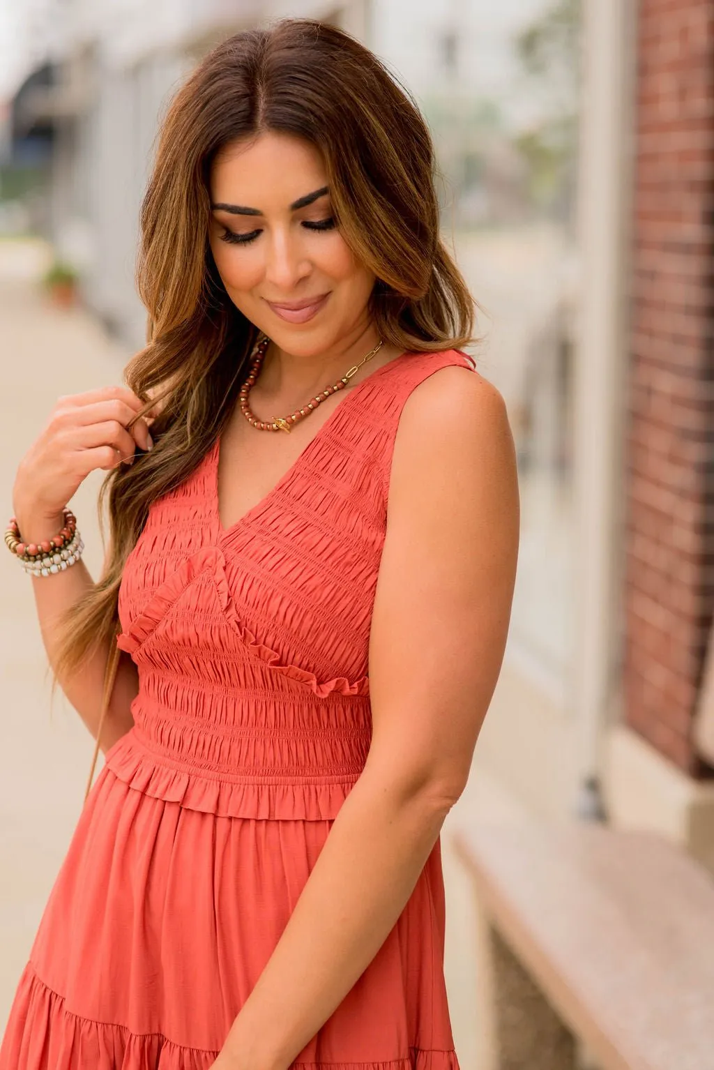 Ruched Top Tank Midi Dress