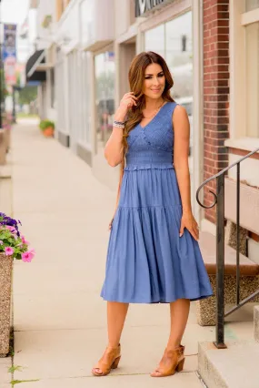 Ruched Top Tank Midi Dress