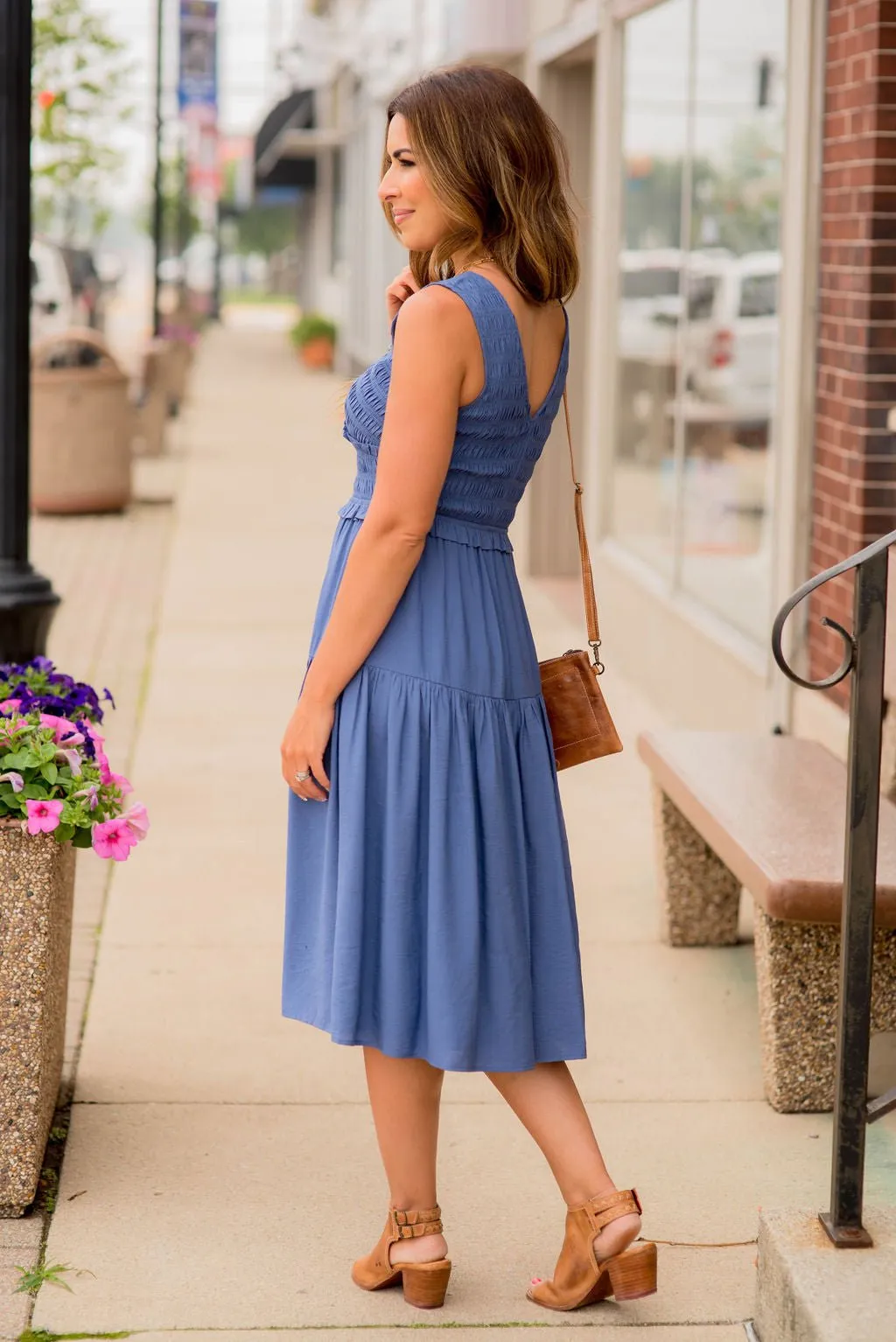 Ruched Top Tank Midi Dress