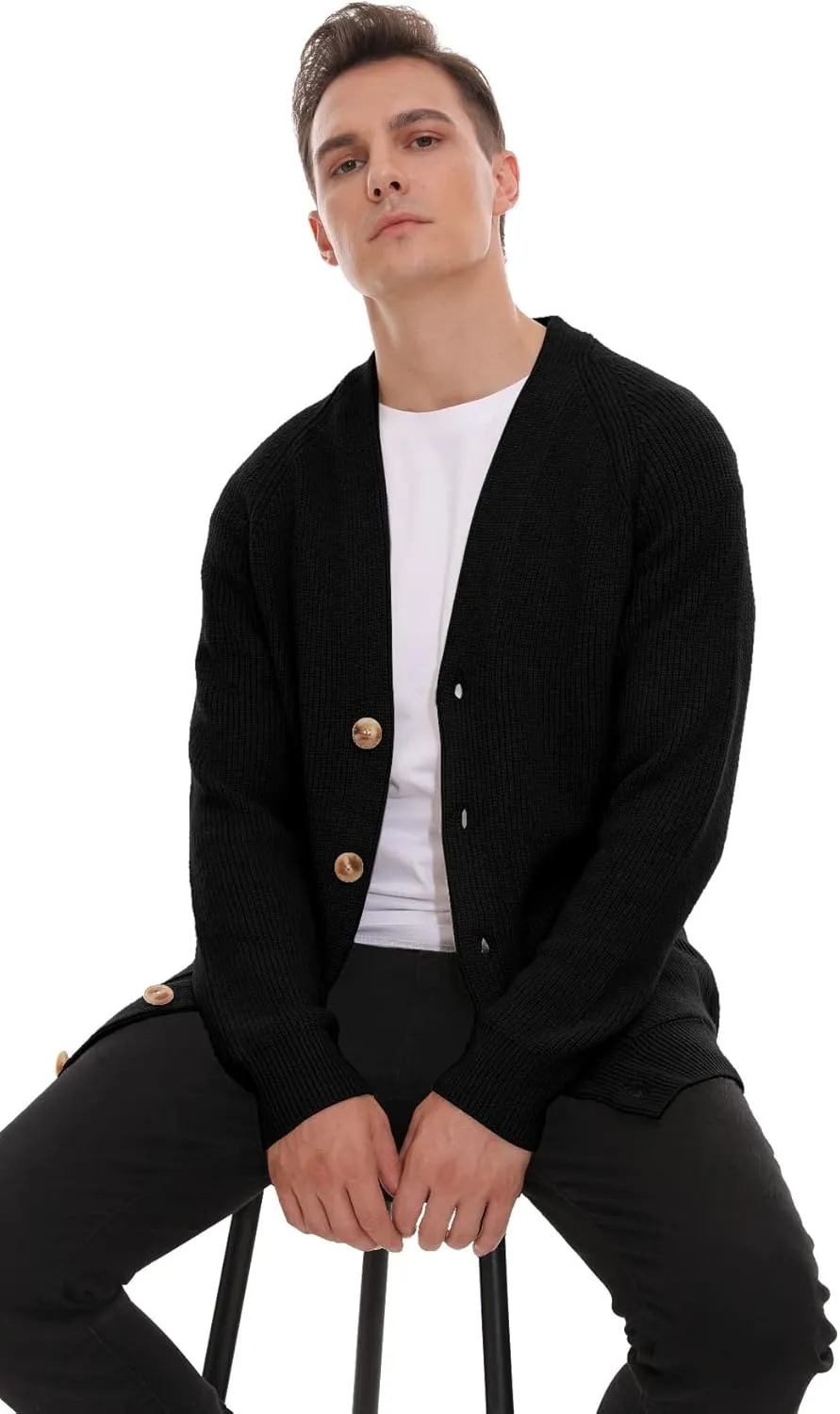 Sailwind Men's Long-Sleeve Cardigan Sweater Soft Cable Knit Sweater for Men