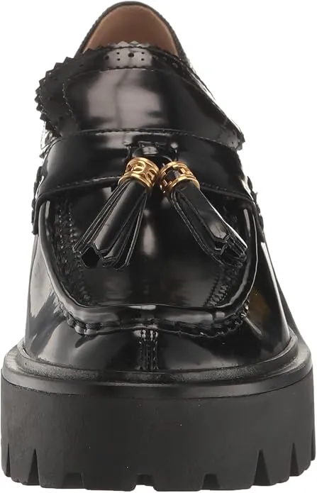 Sam Edelman Meela Black Leather Slip On Rounded Toe Chunky Heeled Fashion Loafer