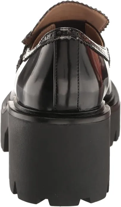 Sam Edelman Meela Black Leather Slip On Rounded Toe Chunky Heeled Fashion Loafer