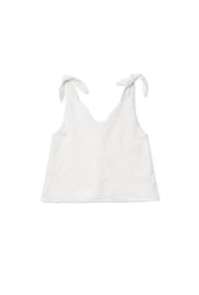 SAMPLE - Tie Top Tank - White Embroidery