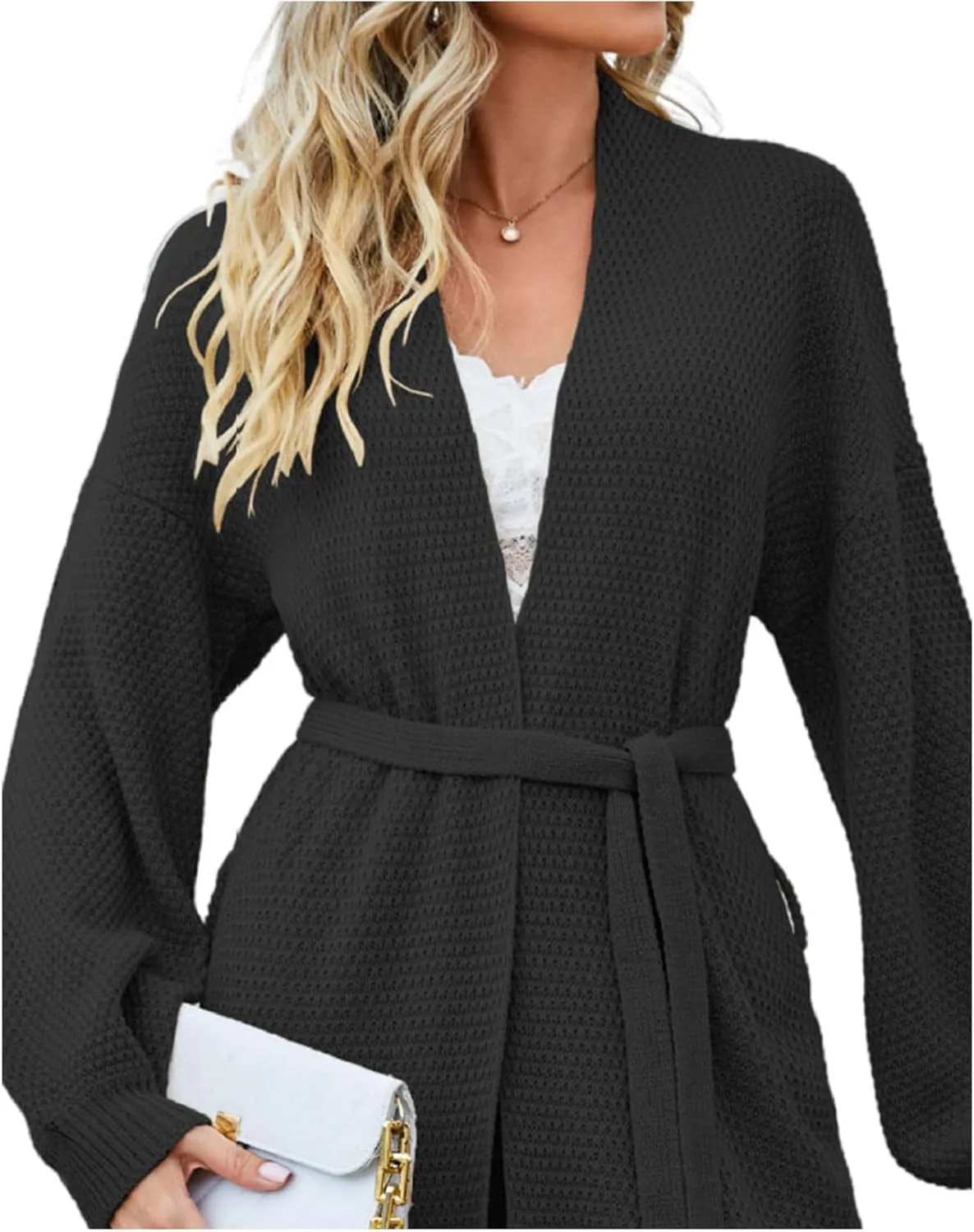 SEMATOMALA Women's Open Front Knit Trench Coat Oversized Long Cardigan Sweater Long Sleeve Fall Duster Coat