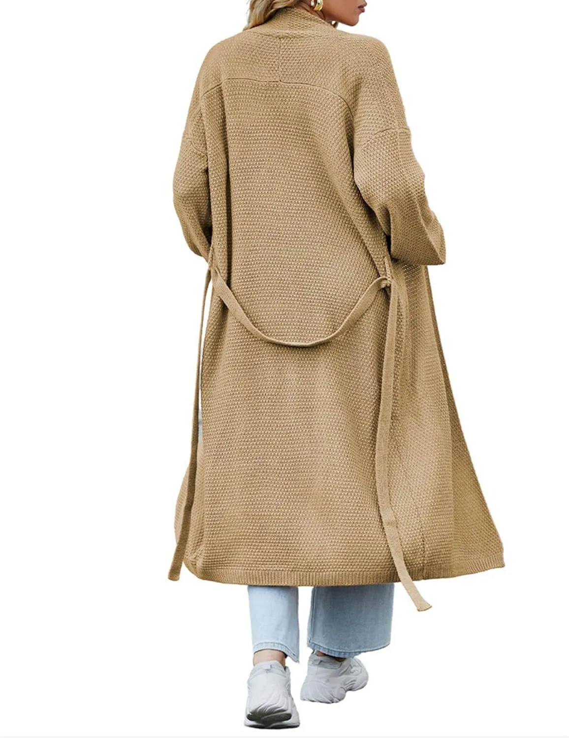 SEMATOMALA Women's Open Front Knit Trench Coat Oversized Long Cardigan Sweater Long Sleeve Fall Duster Coat