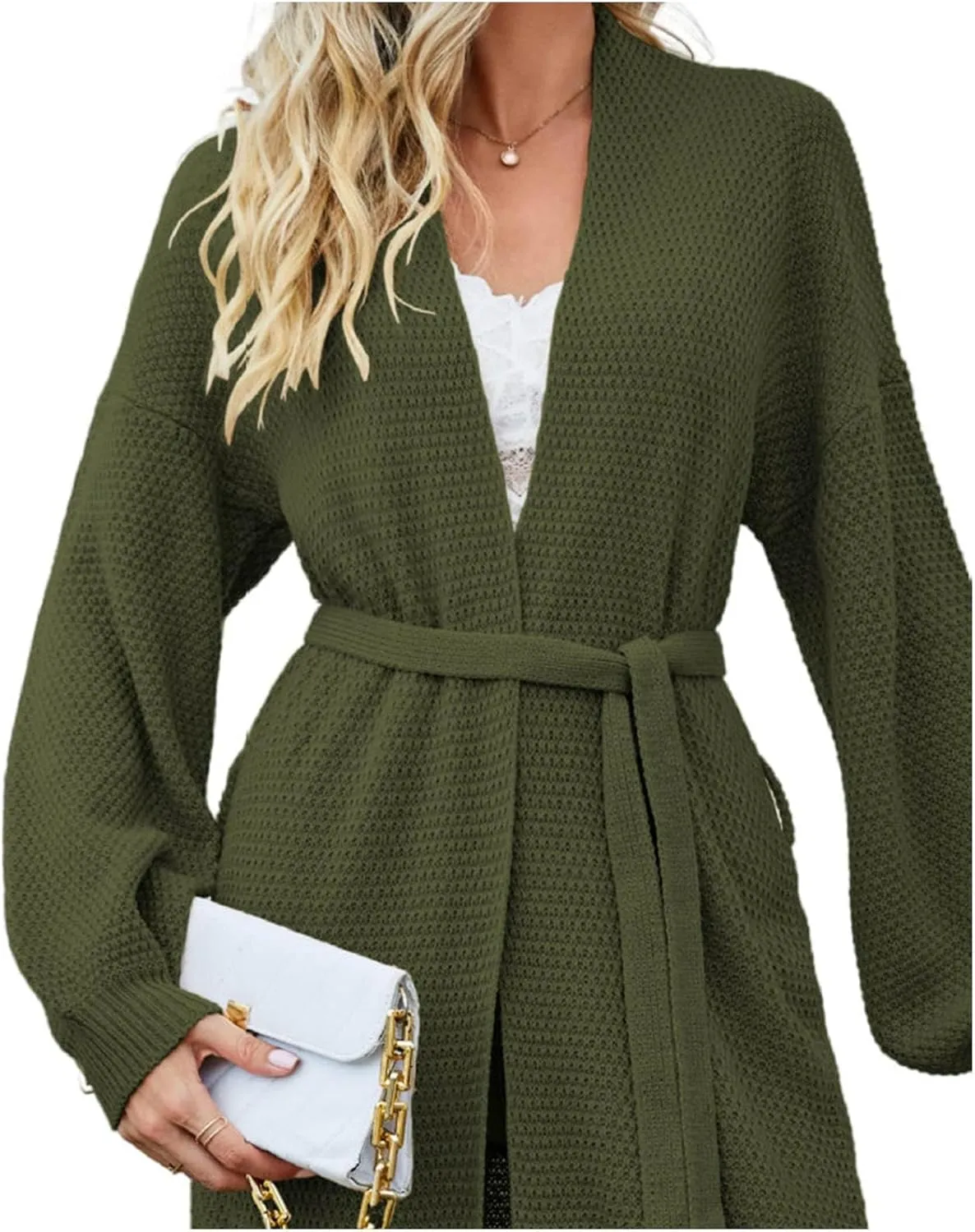SEMATOMALA Women's Open Front Knit Trench Coat Oversized Long Cardigan Sweater Long Sleeve Fall Duster Coat