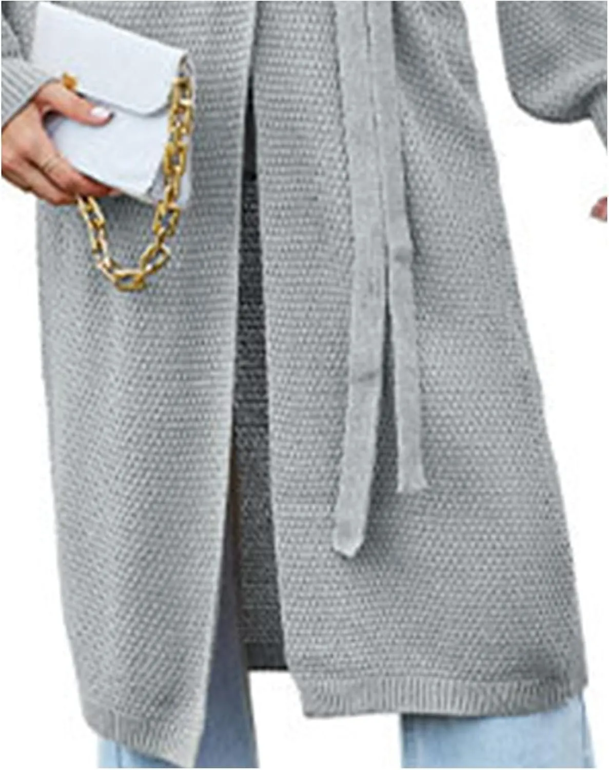 SEMATOMALA Women's Open Front Knit Trench Coat Oversized Long Cardigan Sweater Long Sleeve Fall Duster Coat