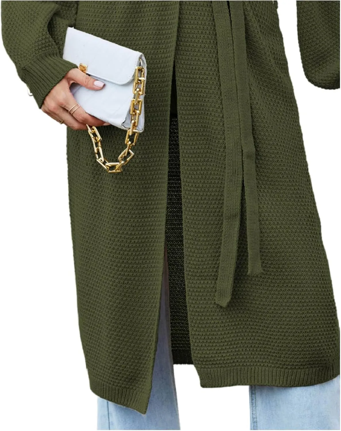 SEMATOMALA Women's Open Front Knit Trench Coat Oversized Long Cardigan Sweater Long Sleeve Fall Duster Coat