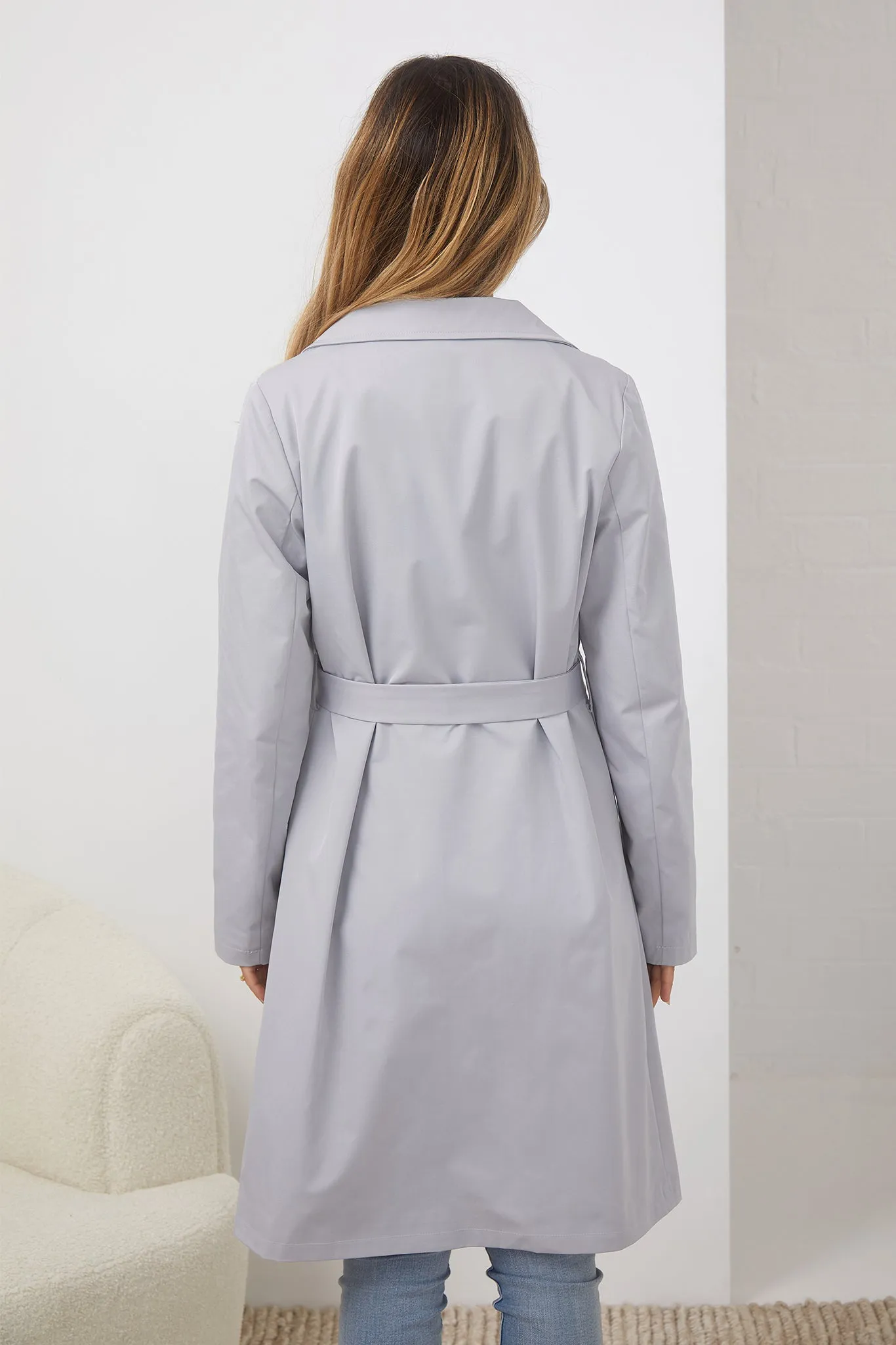 Serafine Trench Coat - Light Grey