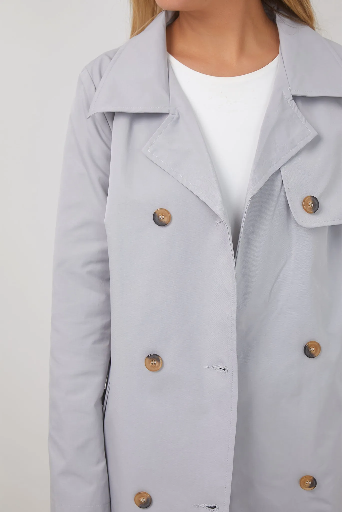 Serafine Trench Coat - Light Grey