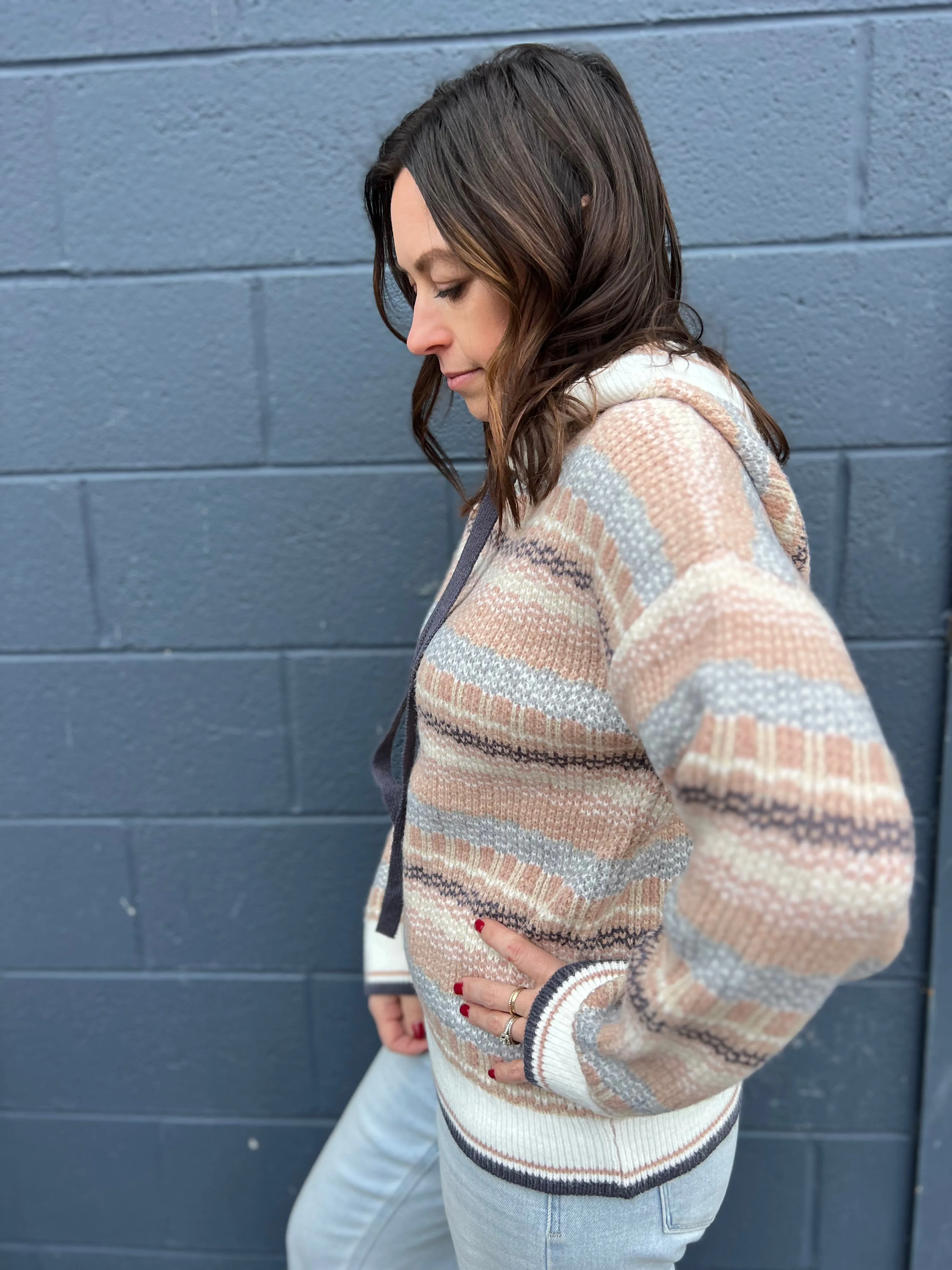 Soft Hooded Stripe Sweater