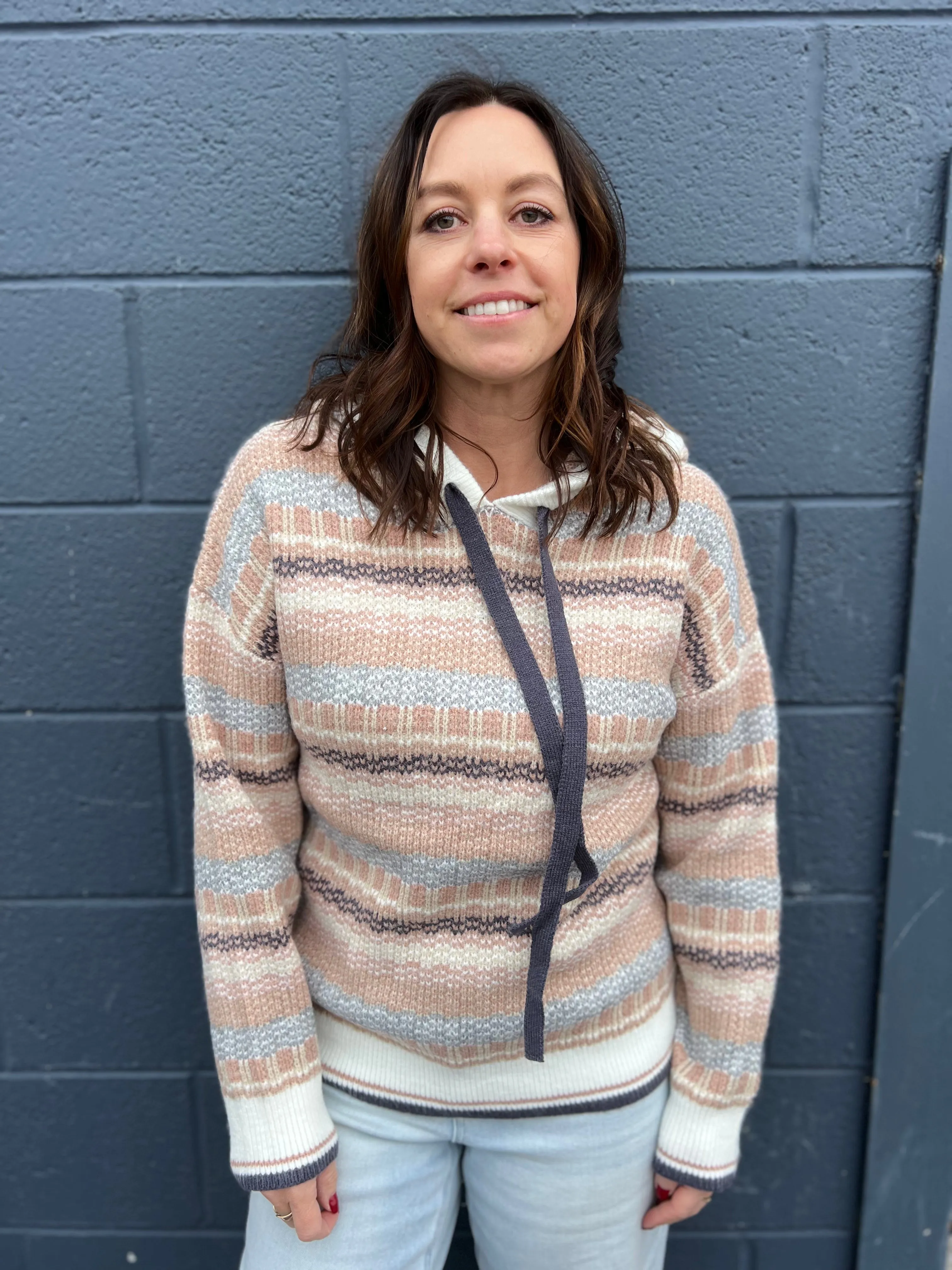 Soft Hooded Stripe Sweater