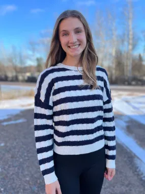 Striped Cable Knit Sweater