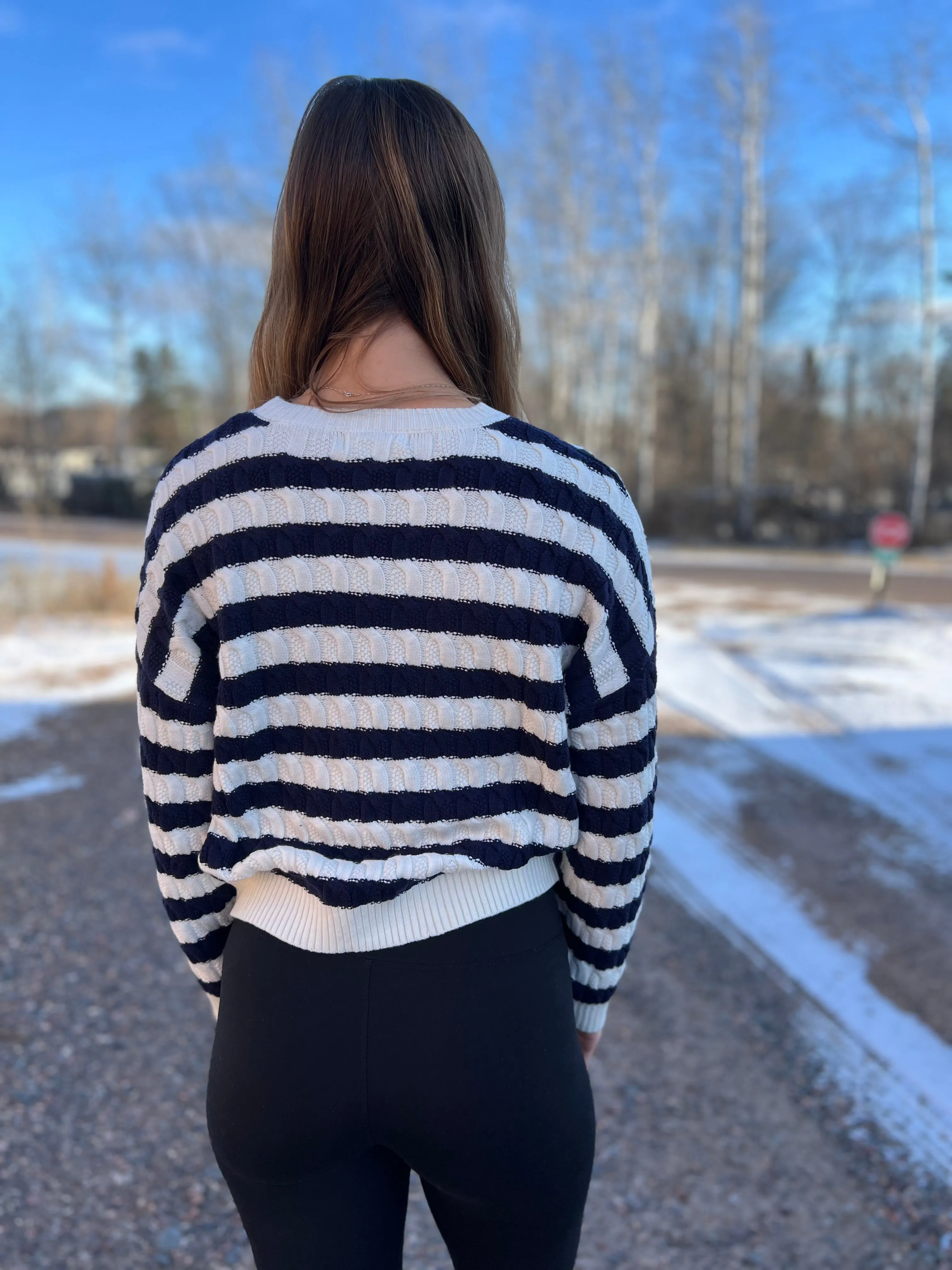 Striped Cable Knit Sweater