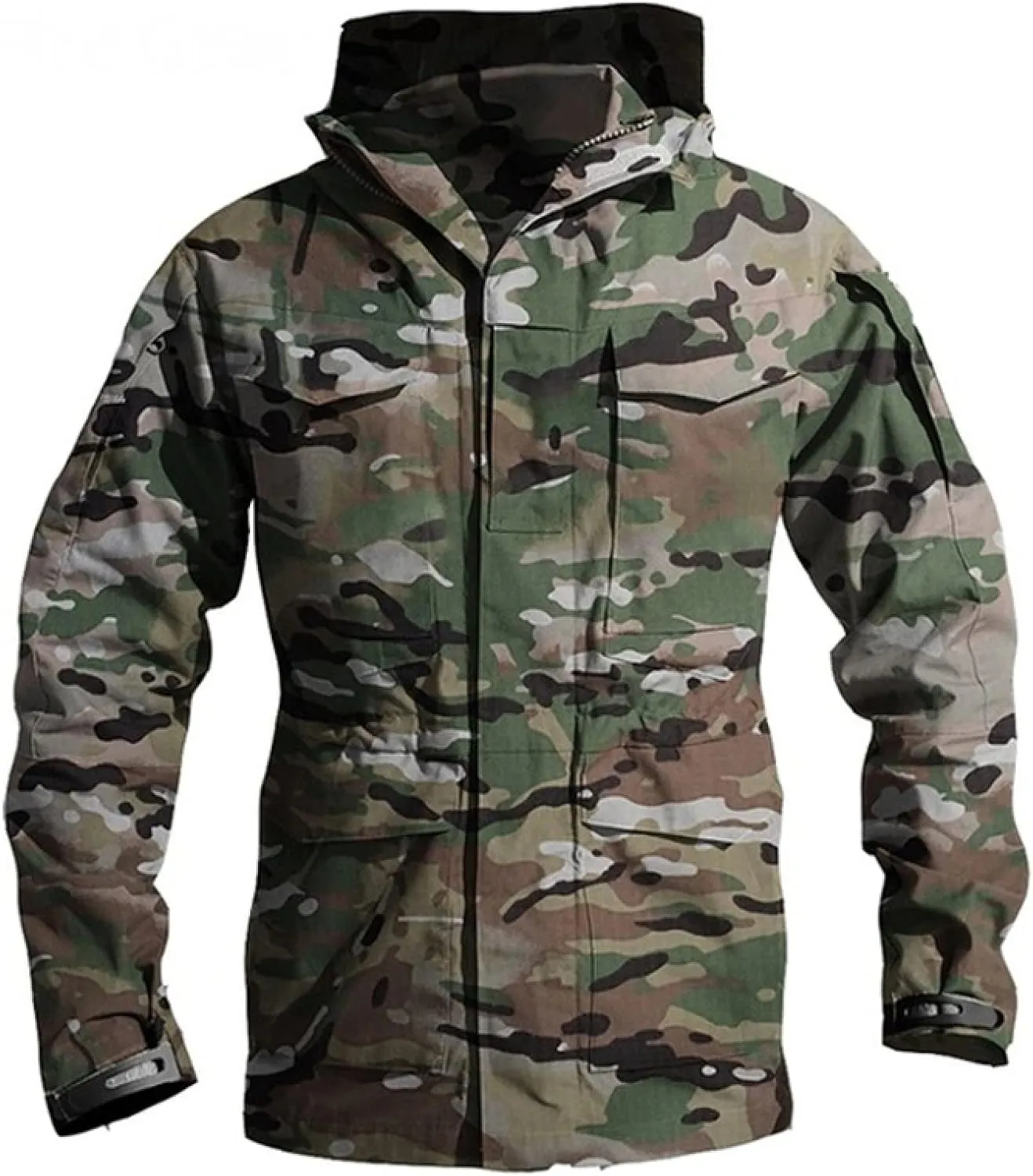 Tactical Jacket Men's Waterproof Windbreaker Jacket Men's Hooded Jacket Outdoor Fishing/Hiking Jacket(CP,S)