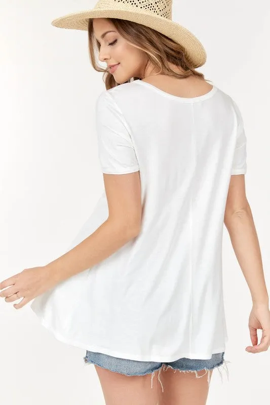 Trisha Scoop Neck Tee - Off-White