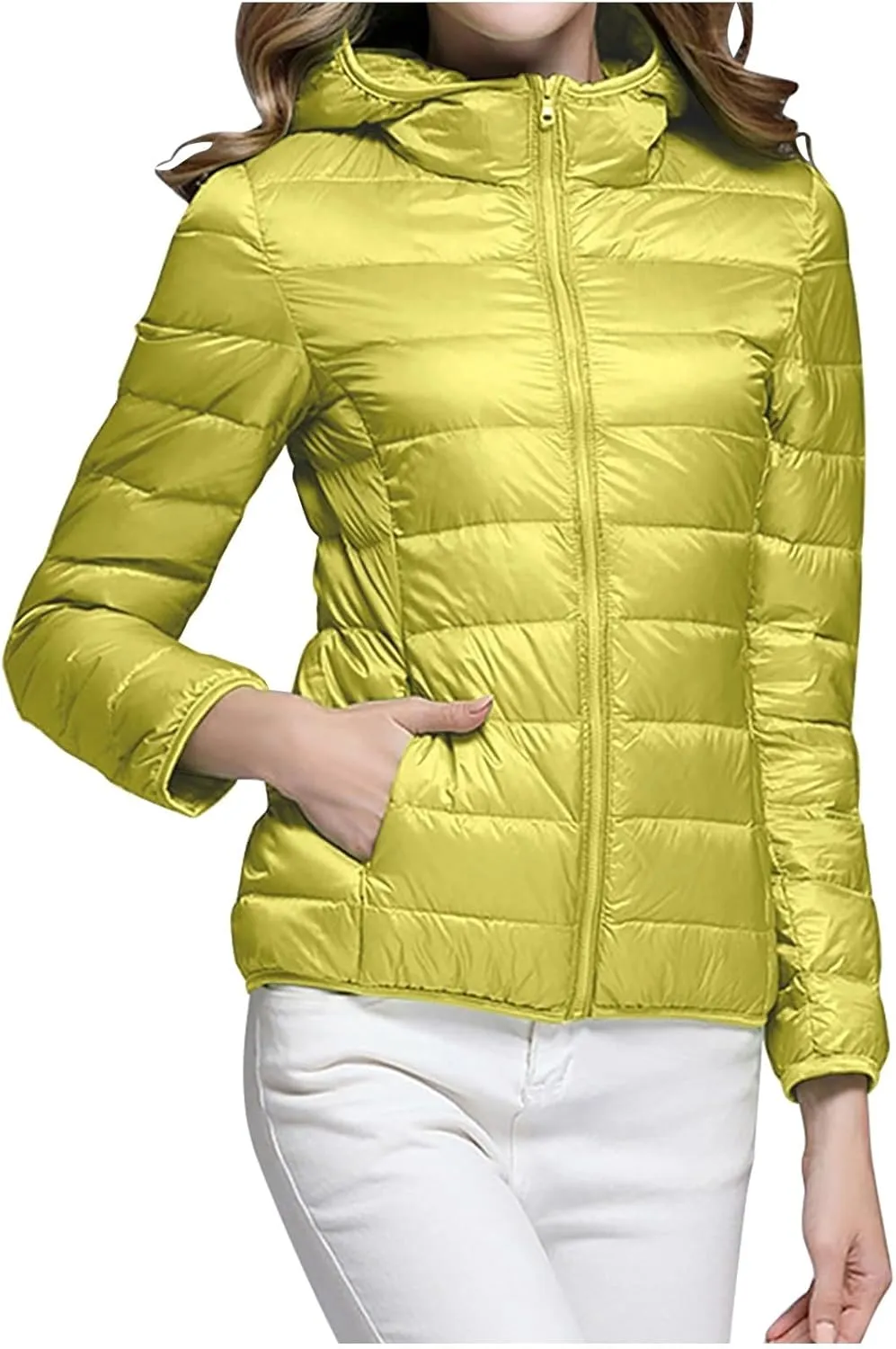 Uillui Womens Hooded Packable Puffer Jacket Light Weight Short Down Jacket for Hiking Travel Quilted Warm Short Winter Coats
