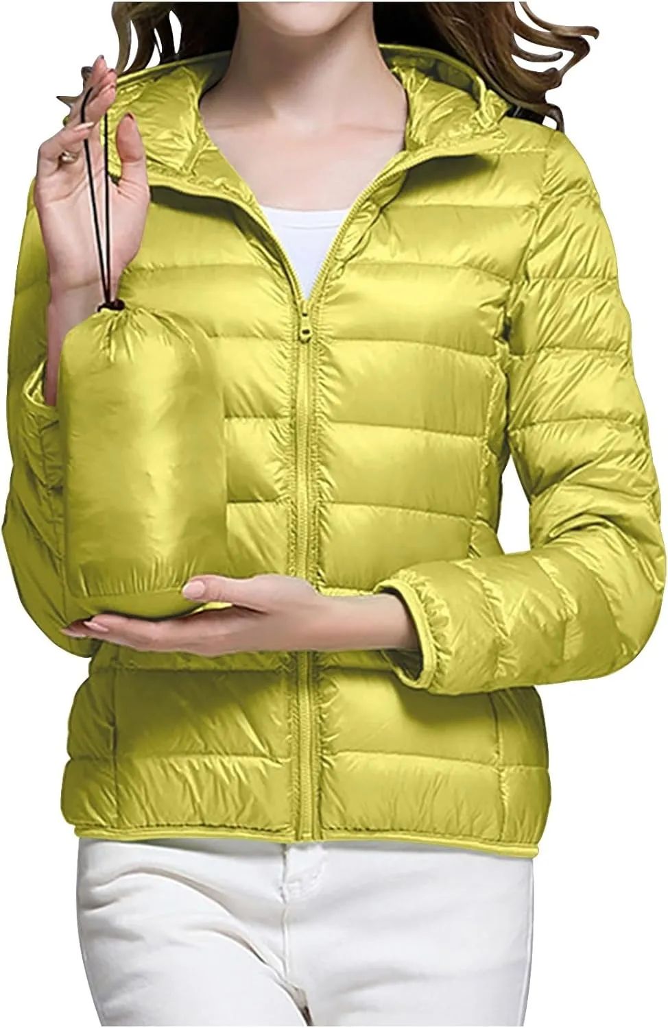 Uillui Womens Hooded Packable Puffer Jacket Light Weight Short Down Jacket for Hiking Travel Quilted Warm Short Winter Coats