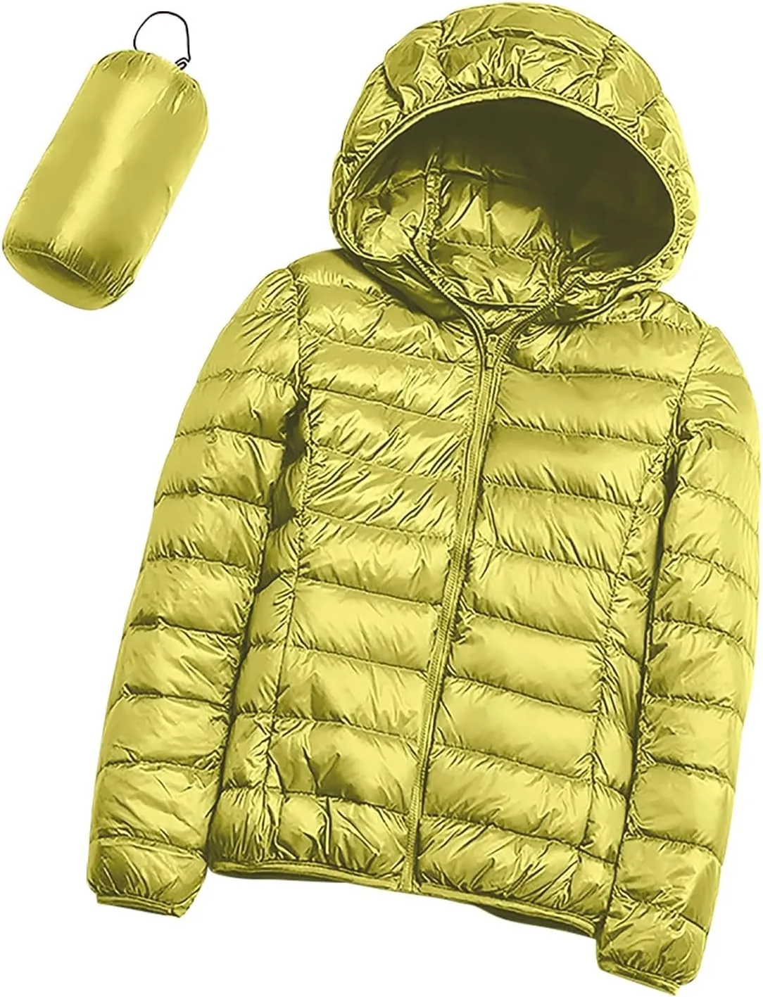 Uillui Womens Hooded Packable Puffer Jacket Light Weight Short Down Jacket for Hiking Travel Quilted Warm Short Winter Coats
