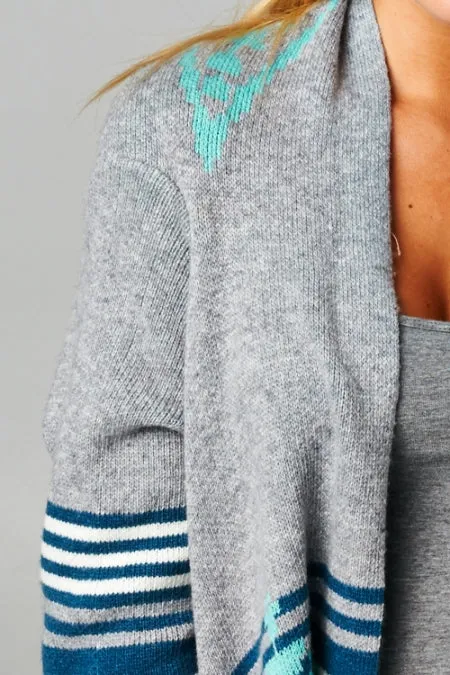 Western Striped Fringe Hem Cardigan