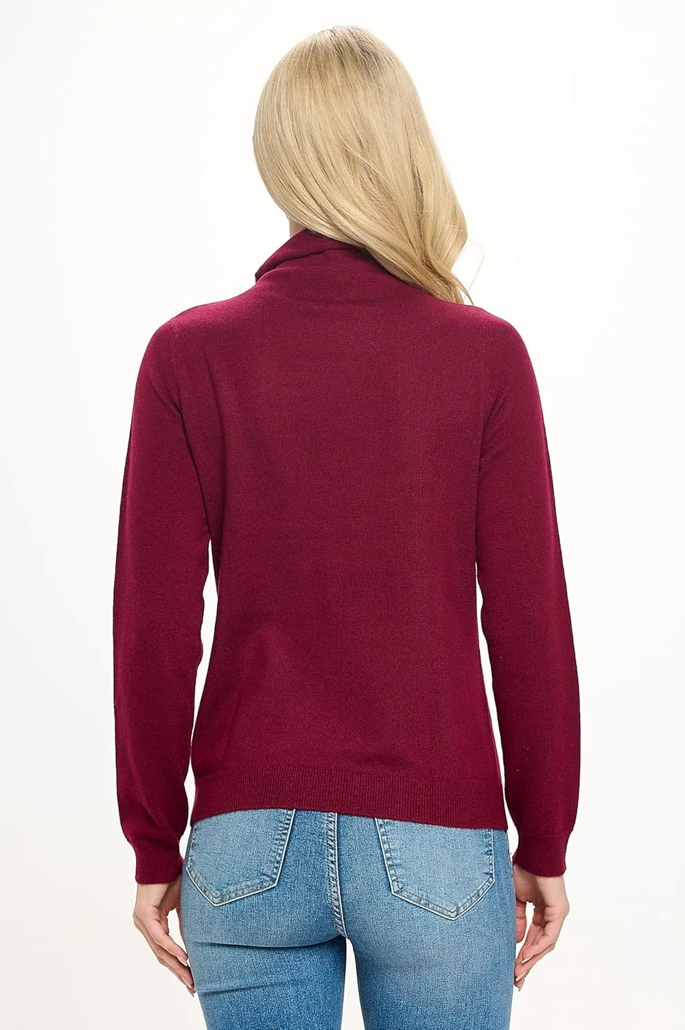 Women's 100% Cashmere Soft Long Sleeve Mock Neck Sweater