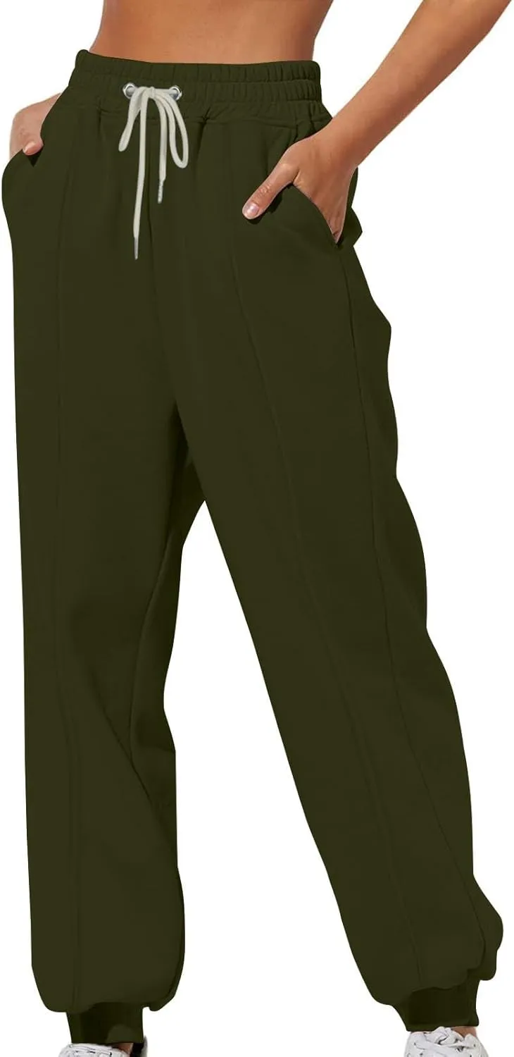 Womens Comfy Sweatpants High Waisted Athletic Joggers Fleece Lined Sweatpants Loose Casual Sports Sweatpants