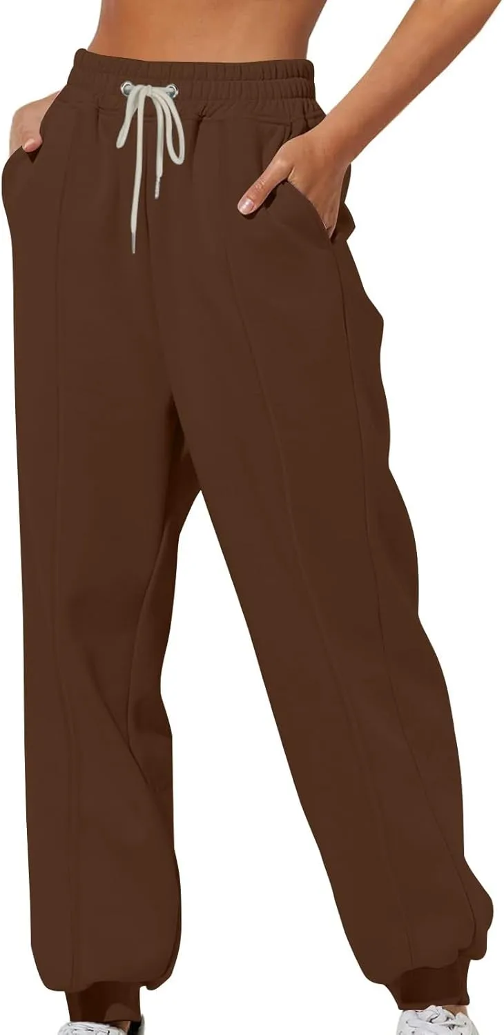 Womens Comfy Sweatpants High Waisted Athletic Joggers Fleece Lined Sweatpants Loose Casual Sports Sweatpants