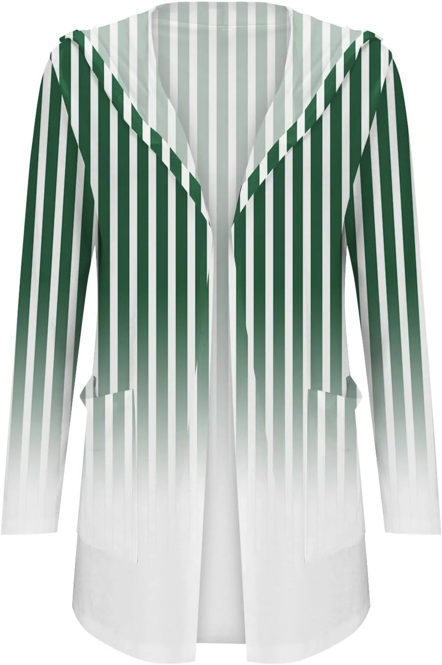 ZYXTIM Womens Lightweight Stripe Cardigan Long Sleeve Open Front Casual Fashion Long Cardigan Sweaters Duster with Pockets